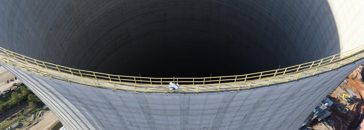 arial photograph of nuclear cooling tower