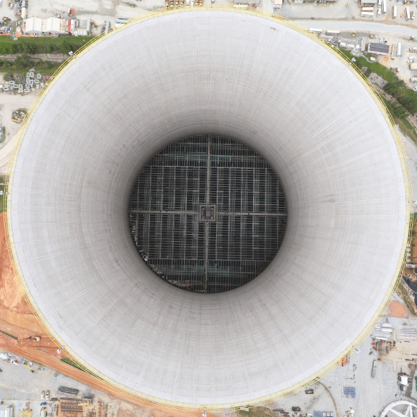 arial photograph of nuclear cooling tower