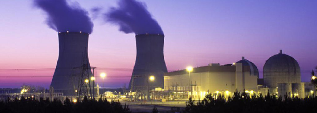 Nuclear cooling towers at dusk