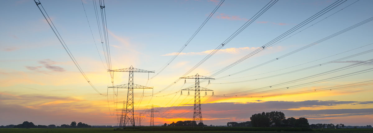 power lines at dusk