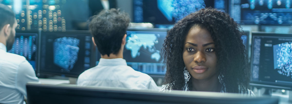 Woman looking at monitor