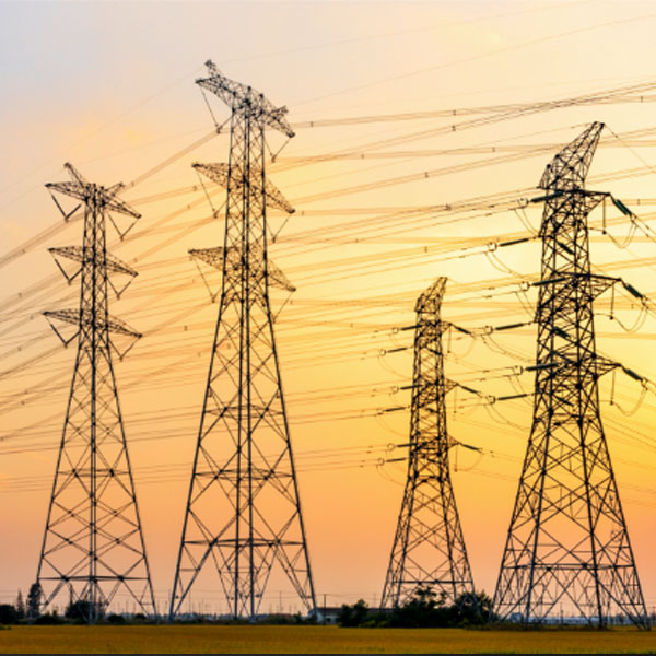 power lines at dusk