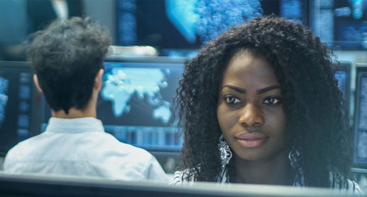 Woman looking at monitor